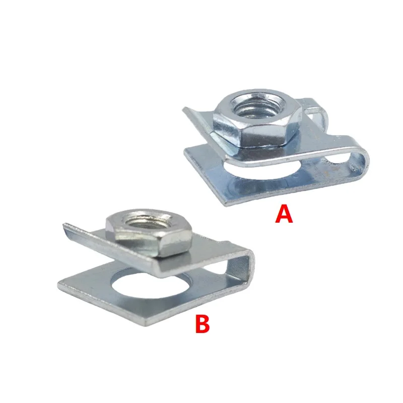 White zinc M6 U Type Fixed Clamp for Car license plate 6mm Nut Metal Clips body Fasteners 50 Pcs | Автомобили и мотоциклы