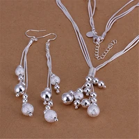 wholesale charms wedding silver color jewelry fashion pretty pendant necklace earring women party set top quality p218