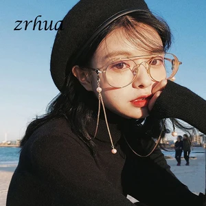 Цепочка для очков для чтения женская, модная металлическая шнуровка для солнцезащитных очков, с бусинами, золотистого и серебристого цвета