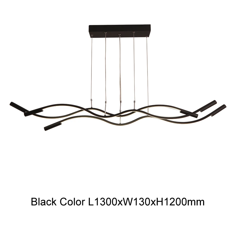 Black 130x3cm LICAN подвесная люстра освещение для офиса столовой кухни алюминиевая волна блеск Avize современная люстра для офиса - Цвет абажура: Black 130x3cm