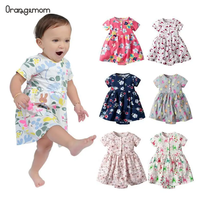 Официальный магазин Oramgemom 2021 летнее короткое платье для маленьких девочек одежда
