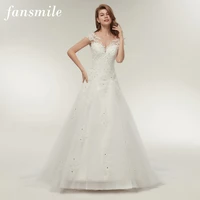 fansmile a line vestidos de novia lace tulle boho wedding dresses 2022 bride gowns plus size customized fsm 138a