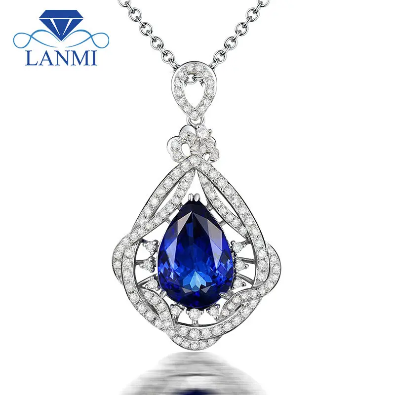 Подвески LANMI Tanzanite роскошные ювелирные изделия огранка грушей натуральный алмаз