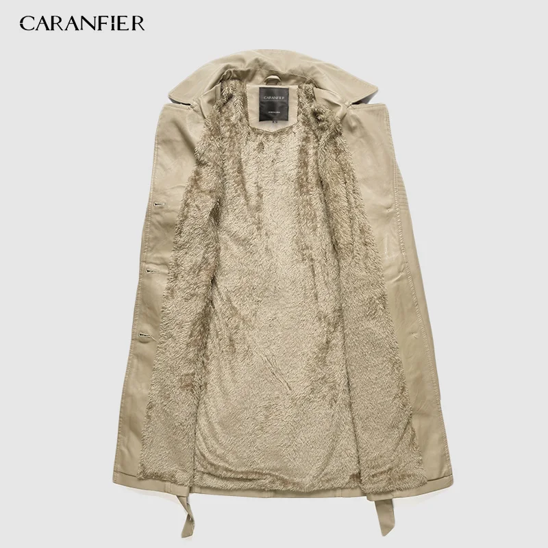 Женский двубортный Тренч из искусственной кожи CARANFIER длинное пальто с длинным