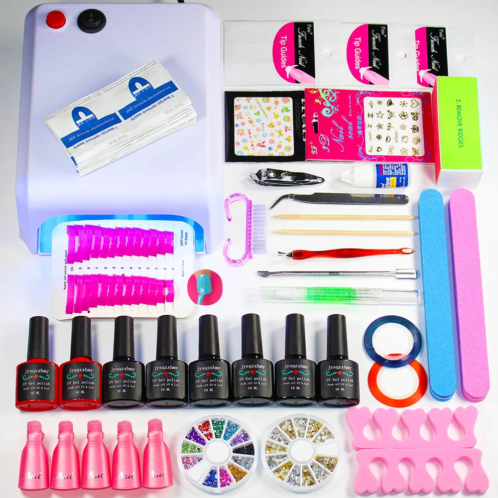 Nail art Набор 36 Вт УФ лампы Сушилка Маникюр Tool 6 Цвет лак для ногтей гель лаки Base Gel Top