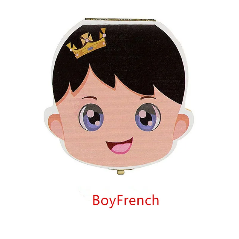 BoyFrench Зубная коробка, Португалия, английский, голландский, испанский, русский, французский, немецкий текст, для маленьких мальчиков и девочек, деревянный ящик, органайзер для молочных зубов, держатель - Цвет: BoyFrench