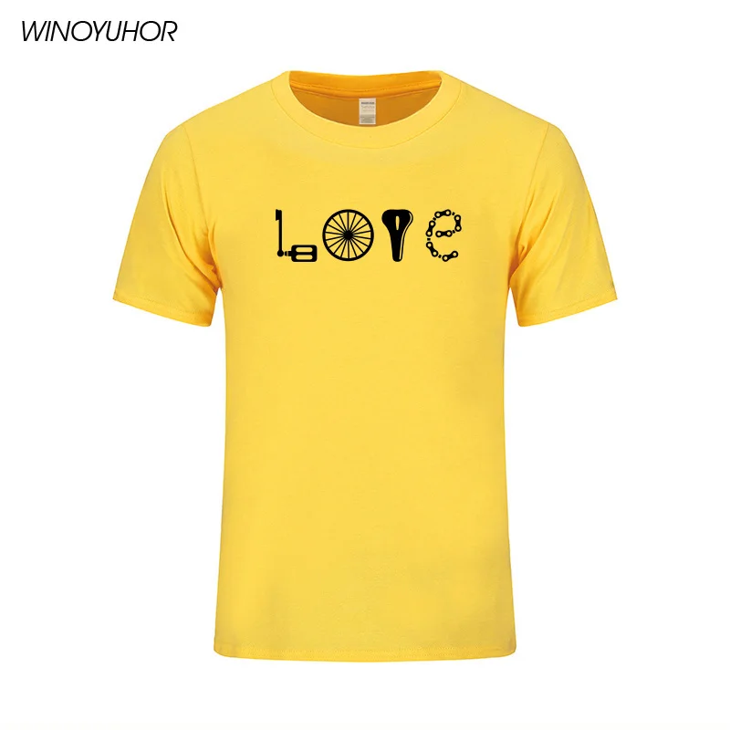 Мужские футболки с надписью Love Bikes, лето, новинка, повседневные мужские футболки, Забавные футболки с изображением велосипеда, подарок для влюбленных, топы, крутая уличная одежда, Camisetas Masculina - Цвет: Yellow