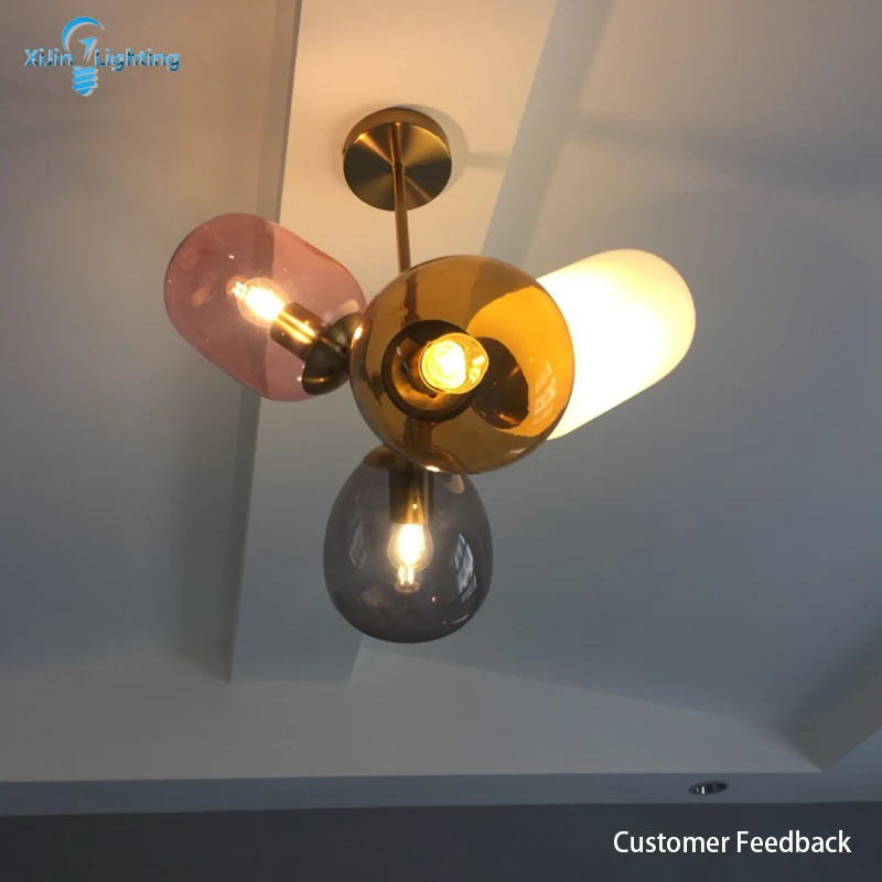 Современная подвесная 4 вида цветов стеклянная Подвесная лампа Декор