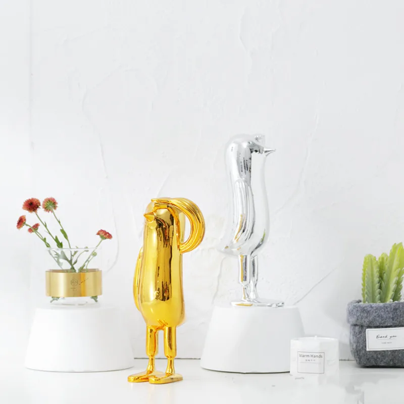 

Nordic Style Golden Bird Ornaments Modern Design Home Living Room Desktop Wine Cabinet Display Crafts Business Gift M1666