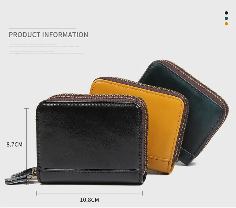 Кошелек GENODERN на молнии для кредитных карт для женщин RFID кредитный держатель для карт протектор для ID карт кожаный кошелек