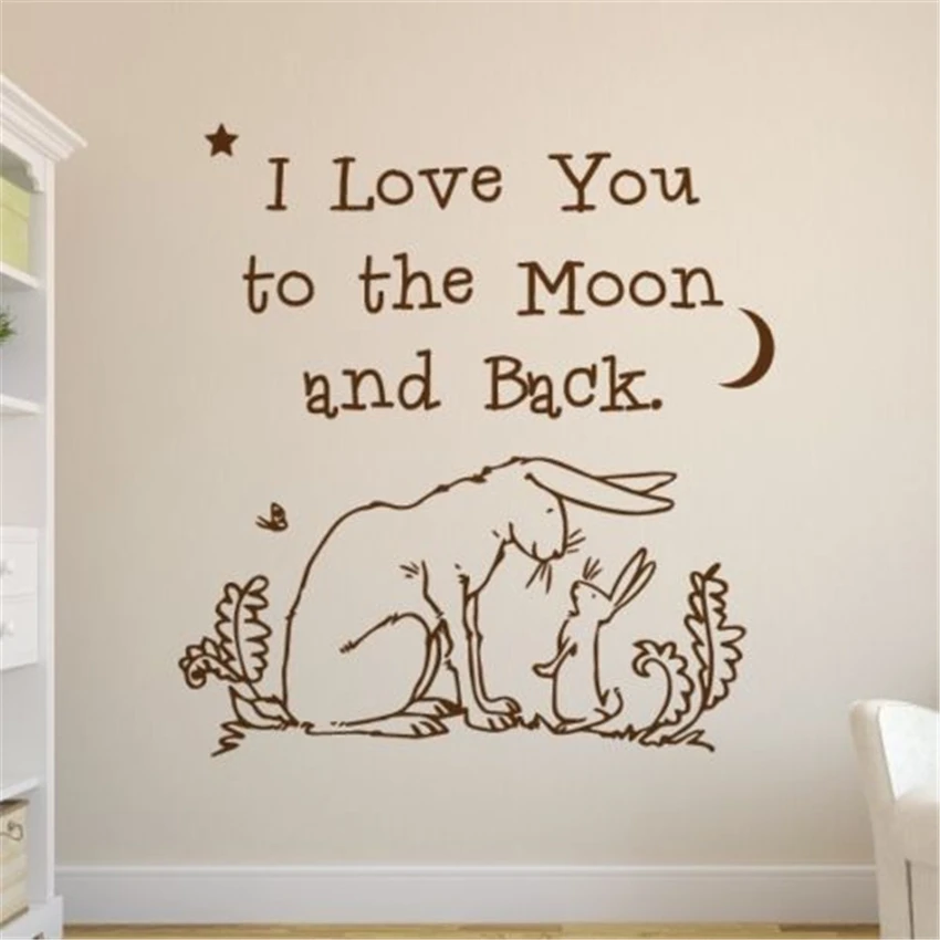 Детская Настенная Наклейка Love you Moon a Back наклейка на стену в английском стиле для