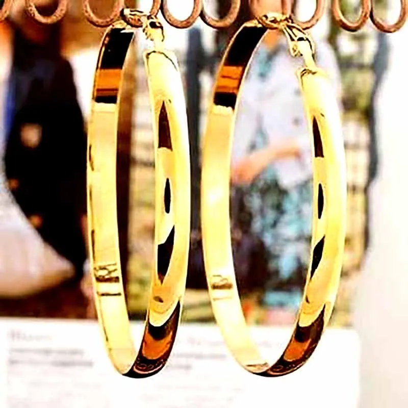 Серьги кольца женские с золотым покрытием 60 мм 2 4 дюйма|ladies hoop earrings|hoop earringsearrings