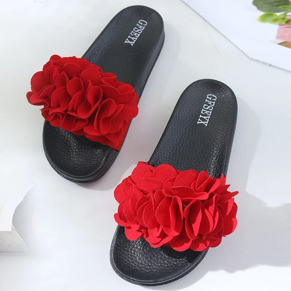 Модные женские сандалии шлепанцы с цветами модные повседневные домашние удобные