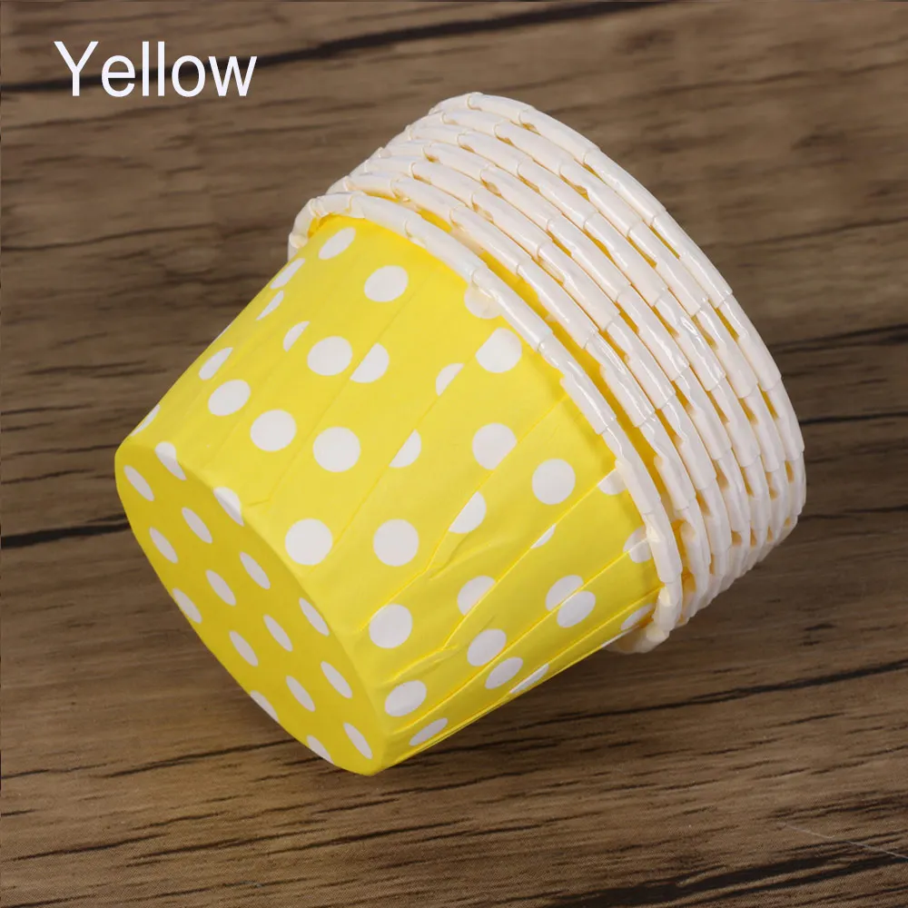 100pcs yellow 12/50 шт кекс Бумага чашек торта формы форма для порционного кекса выпечки кексов коробка чашки чехол вечерние лотка торта вечерние украшения инструмент - Цвет: 100pcs yellow