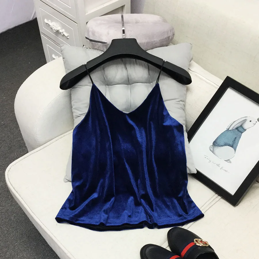 ALPHALMODA, осенне-зимний короткий однотонный бархатный топ на бретельках с v-образным вырезом, короткая бархатная рубашка на подтяжках