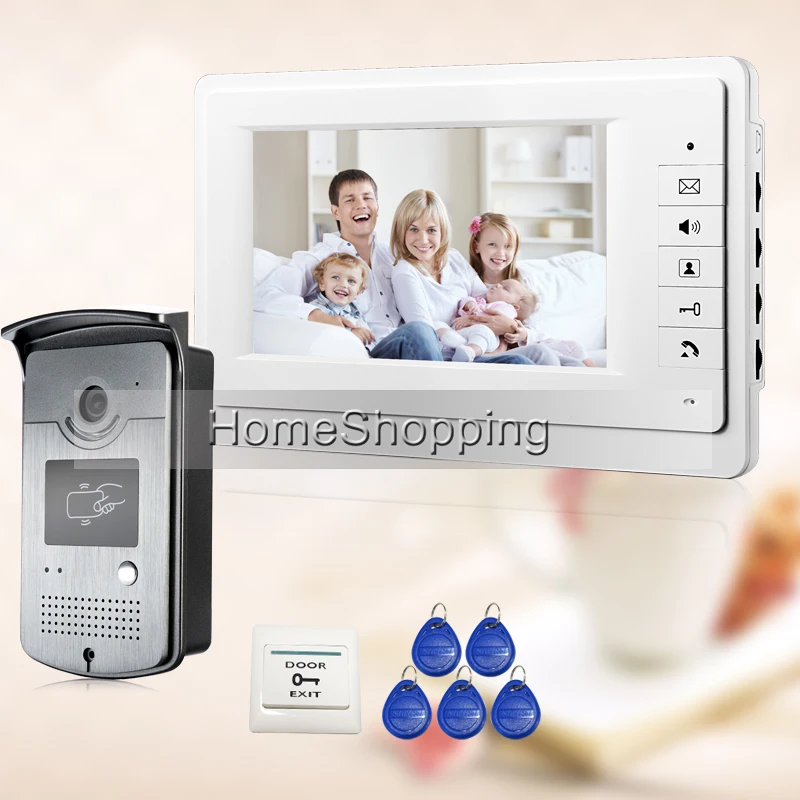 Проводной " цветной TFT lcd белый сенсорный экран видео домофон комплект только один монитор без камеры