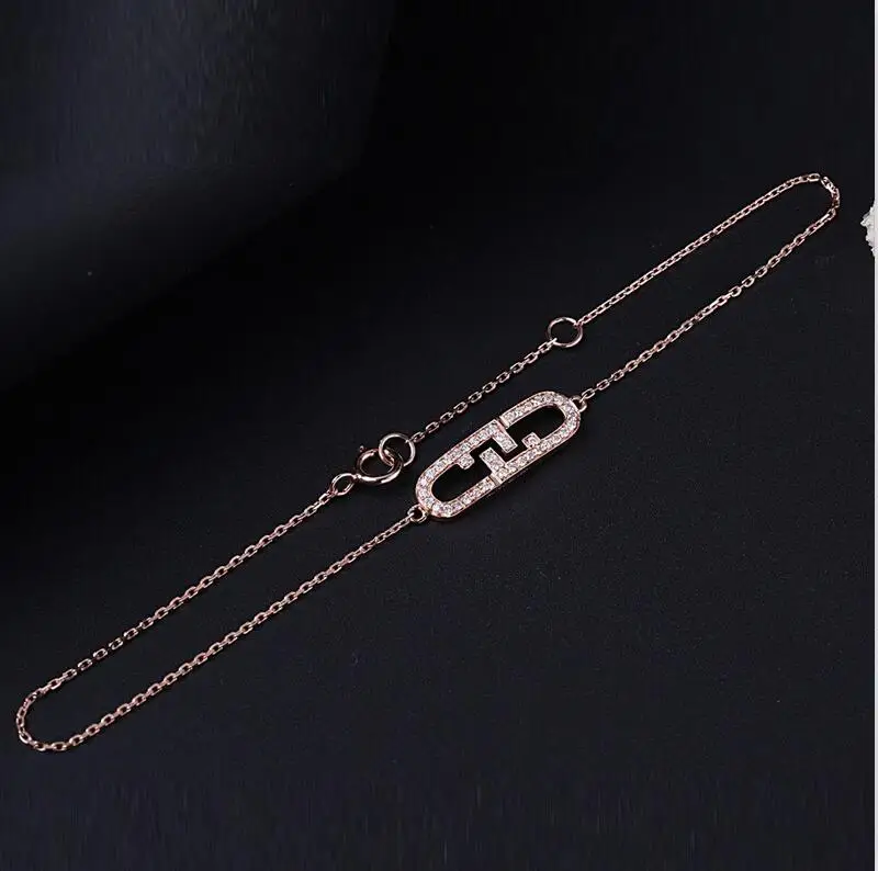 Bracelet Aazuo Ювелирные наборы 18 K розовое золото(Au750) с настоящими бриллиантами браслет с овальными деталями ожерелье Для свадебное кольцо для женщин - Цвет камня: Bracelet