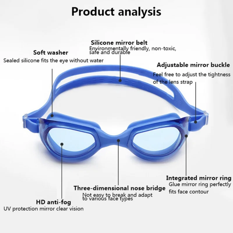 Мужские и женские плавательные спортивные очки анти туман УФ защита