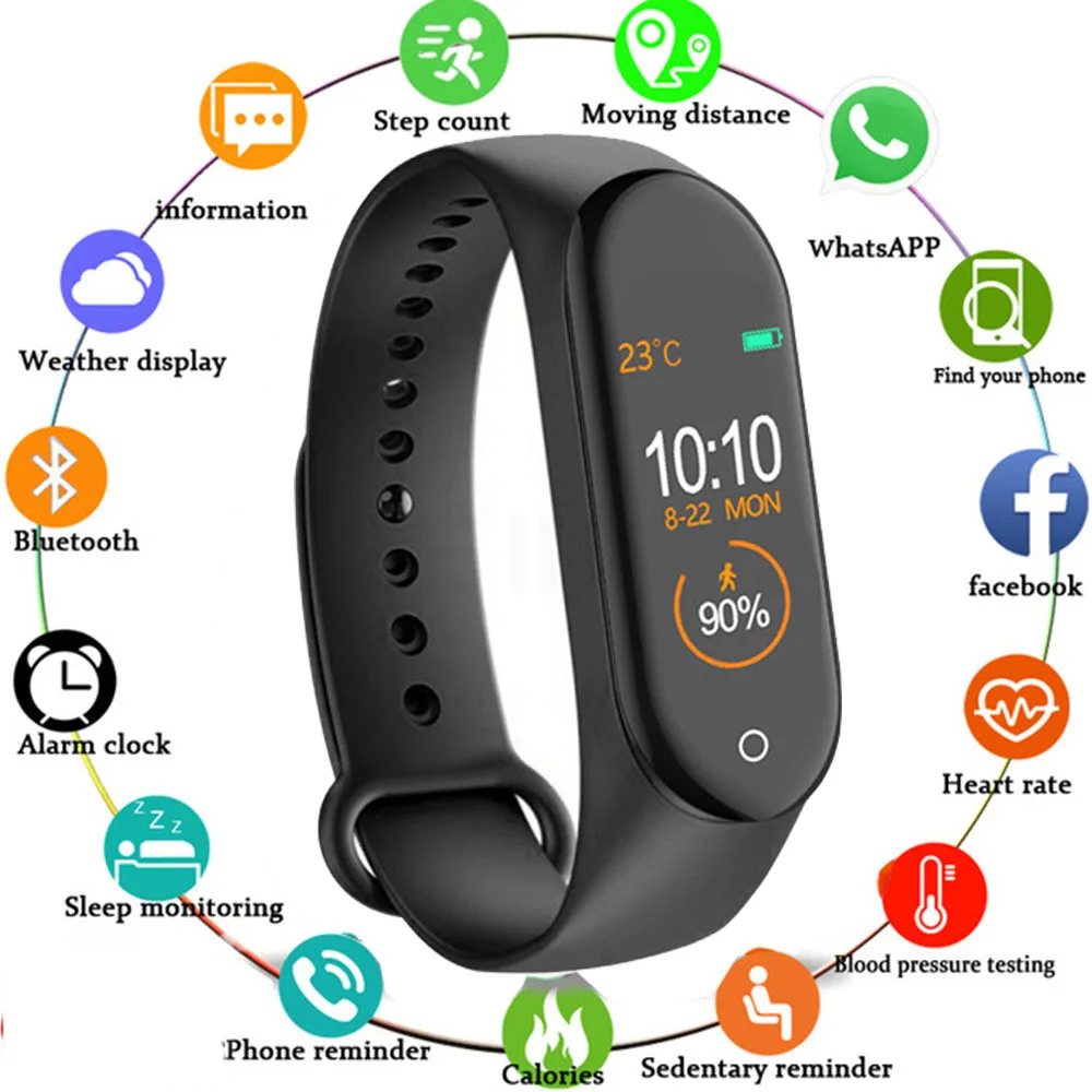 Фитнес браслет с цветным экраном пульсометр PK Mi Band 4 3 новинка 2019|Смарт-браслеты| |