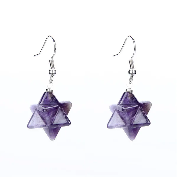 Amethysts Новые серьги-капельки с полудрагоценным камнем, серьги, белые розовые кристаллы аметиста, милые серьги Merkaba, серьги-крючки, женские подарки, модные очаровательные ювелирные изделия - Окраска металла: Amethysts