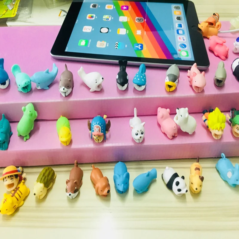Cartoon Animals Bite Cable Data Protector Duck Dogs Cats Cute Shark Turtle for Iphone Line Protection Phone Accessory XS XR |