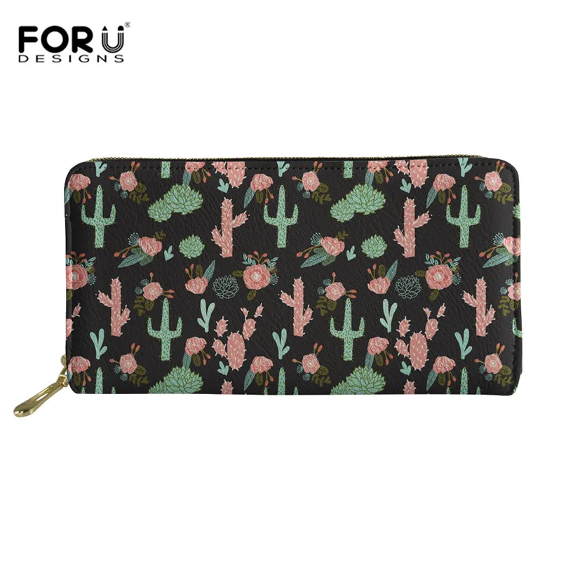 L5135Z21 FORUDESIGNS/Кактус Женский кошелек из искусственной кожи, Женский Длинный кошелек на молнии, вместительные кошельки, Женский кошелек, Дамский кошелек, Сумочка для телефона и денег - Цвет: L5135Z21