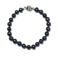 7 8 mm slender size with pure black and fine customized freshwater natural pearl bracelet application for women