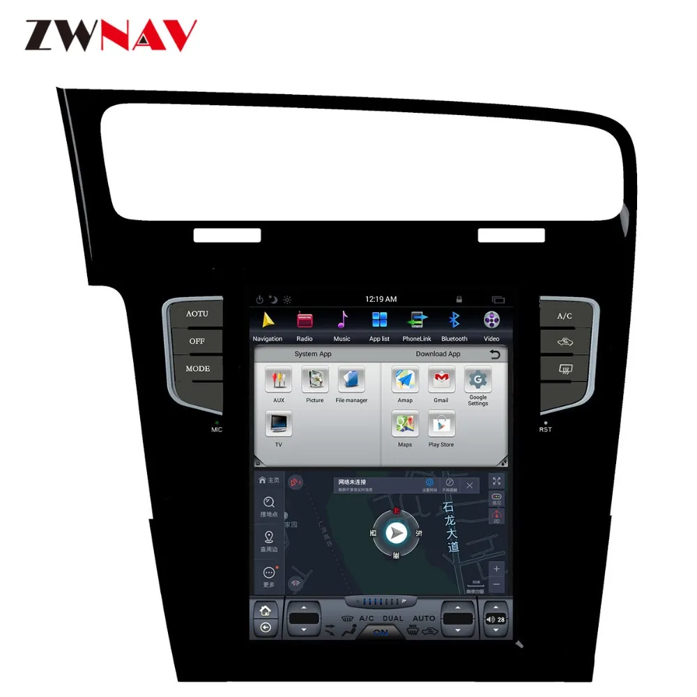 ZWNVA Tesla стиль ips экран Android 7,1 автомобильный dvd-плеер gps навигация Радио экран для Volkswagen VW GOLF 7 2013