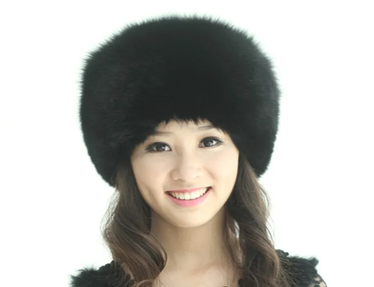 ladies fur hat Genuine Fox hair cap for women Autumn winter luxury skullies fashion design black H425 | Аксессуары для одежды