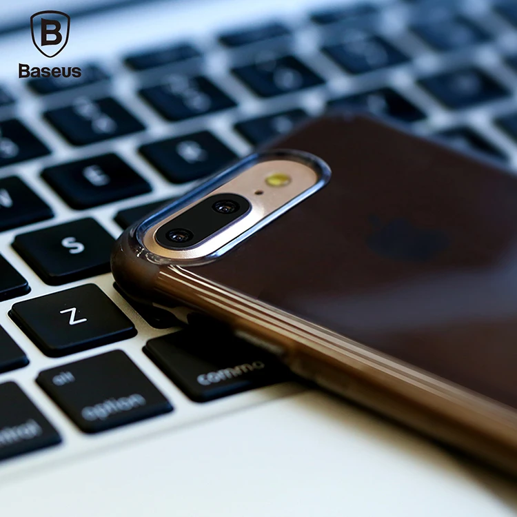 Original Baseus For Apple iPhone 7 Plus Case Translucent TPU Back Cover for iPhone7 7plus Phone Thin Jet Black Clear Shell |