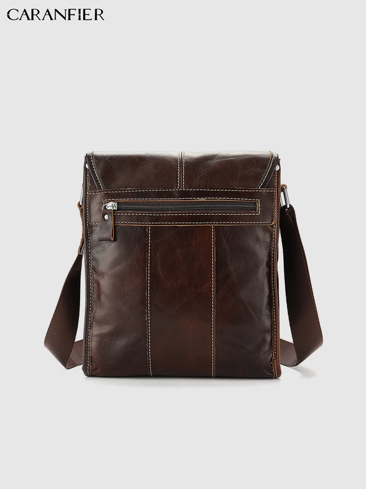 CARANFIER Mens Travel Bags Genuine Cowhide Leather Solid Shoulder Vintage Crossbody Quality Bookbags Mochila Masculina | Багаж и сумки