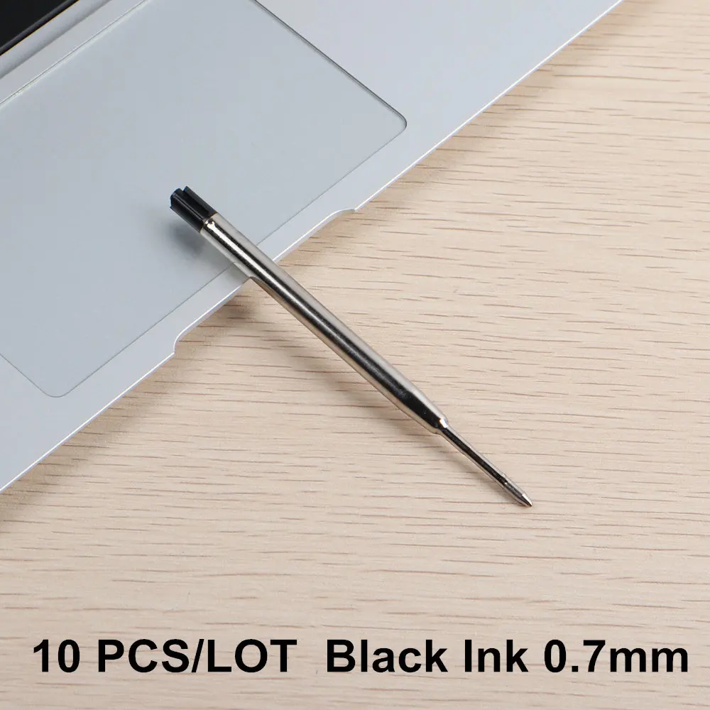 10PCS Black Ink 10 шт металлическая шариковая ручка длина 99 мм Заправка канцелярские принадлежности для офиса и школы подарки ручка для письма 0,7 мм выбор синий черный Заправка ручка - Цвет: 10PCS Black Ink