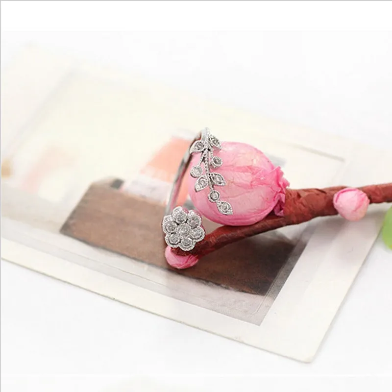 Модные регулируемые кольца позолоченные и посеребренные желаемые цветы ветки на