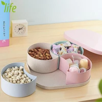 eco friendly wheat straw candy jar pink nuts large capacity modern box storage box with fruit plate 1 piece free shipping