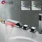 Смеситель для ванной комнаты Onyzpily со светодиодным Изливом, 5 шт., Смесители ORB, хромированный смеситель для душа для ванной комнаты с ручным душем из АБС-пластика