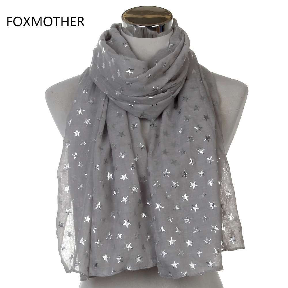 Новый модный дизайнерский женский хиджаб FOXMOTHER серебристый черный синий серый со