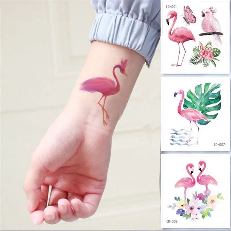 10pcs Waterproof Flamingo Tattoo Sticker Creative DIY Kawaii Animal Tattoo Sticker Bachelorette Party Pink Flamingo Party Gift-S