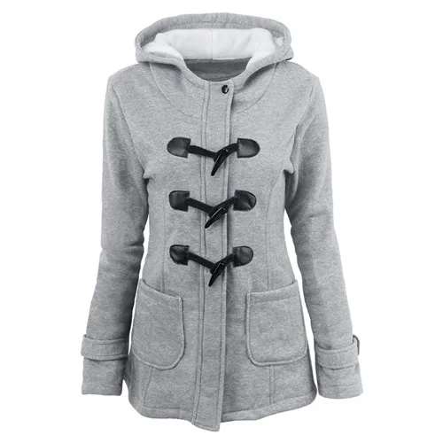 Women Causal Coat 2018 Autumn Witner Women's Overcoat Female Hooded Zipper Horn Button Outwear Jacket Casaco Feminino | Женская