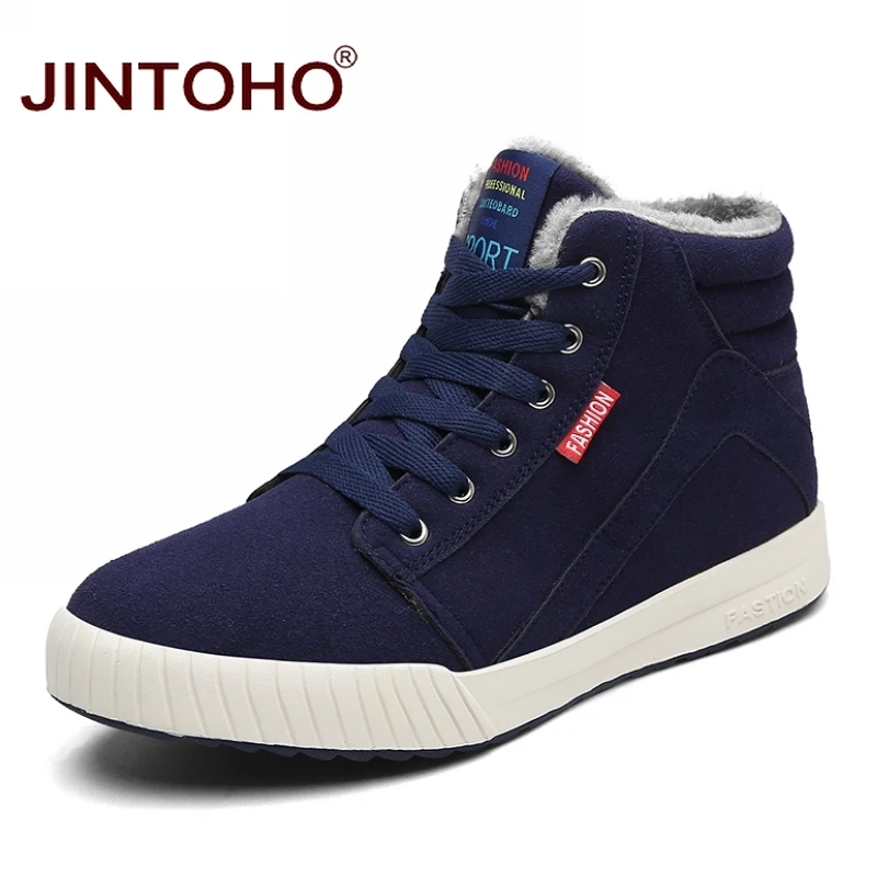 Новинка 2018 Мужская зимняя обувь JINTOHO модные кожаные мужские ботинки брендовая