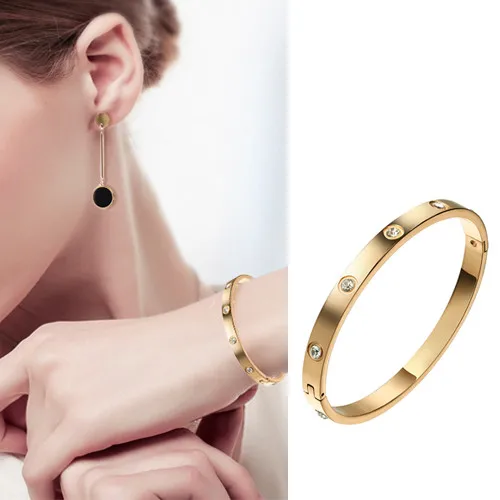 

New Arrival Promotion Stainless Steel Women Gold color Shackle Bangle Lady Arm Bracelet Love Bangles bracelet for women