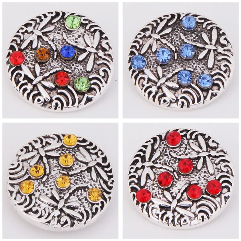 Лидер продаж KZ1167 Очаровательная Стрекоза Стразы модные 18 мм кнопки подходят DIY защелки браслеты ожерелья ювелирные изделия оптовая продажа модные женщины