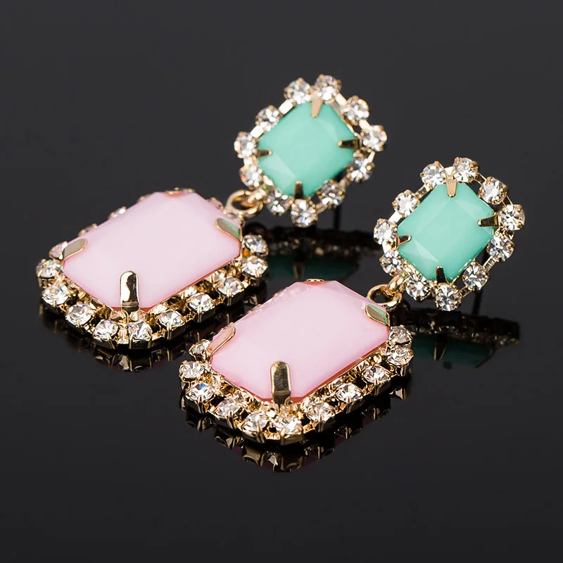 YFJEWE высококачественные женские модные квадратные акриловые розовые серьги