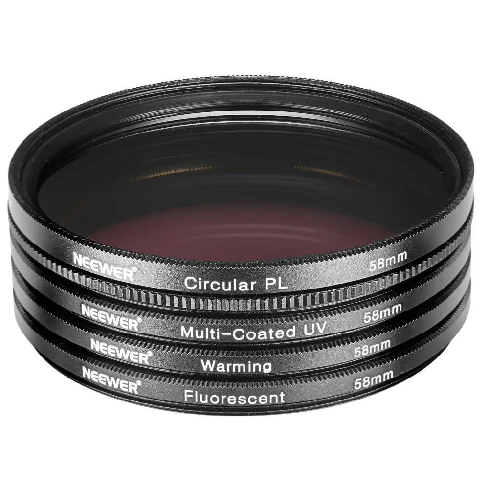 Neewer 4 шт. 58 мм UV CPL FLD набор тепловых фильтров для Canon EOS REBEL T6i/6 S/5/5D MarkII/III + другие