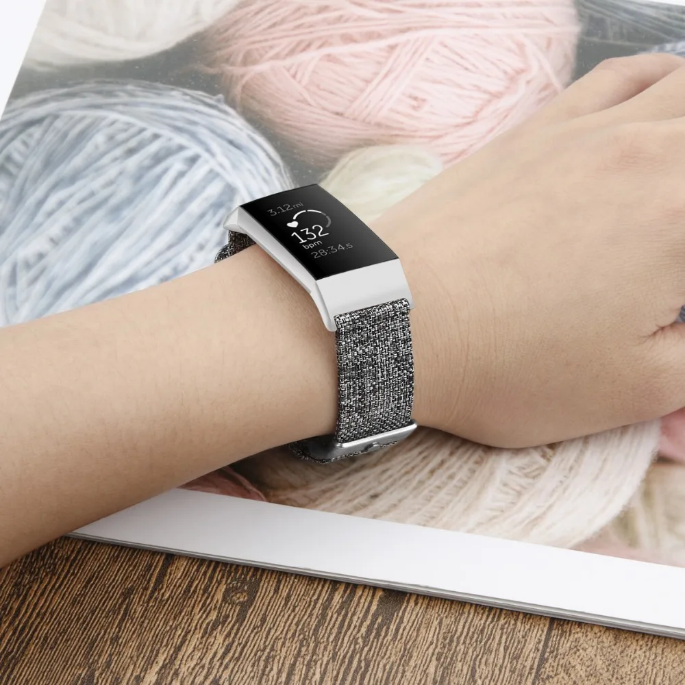 Красочные ремешок для Fitbit заряд 3 Смарт часы браслет холст нейлон заменить Для мужчин t Для мужчин Для женщин Smartwatch Charge3 ремешок для часов
