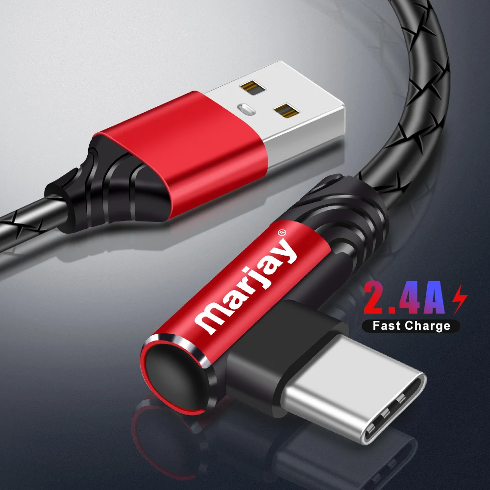 Кабель USB Type C Marjay кабель для быстрой зарядки и передачи данных 90 градусов 2 4 А Samsung