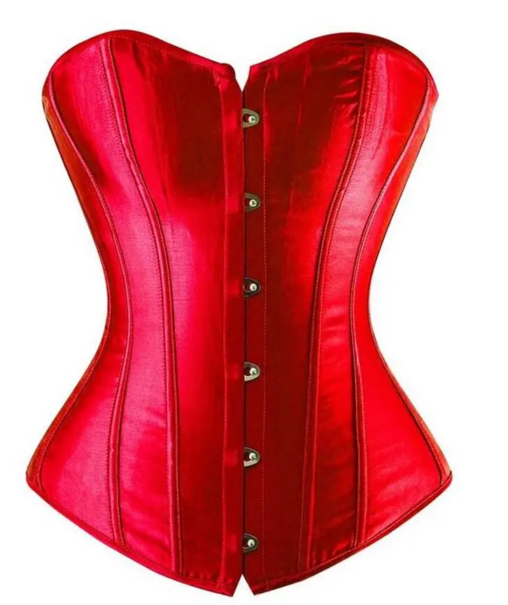 808red Женский корсет, сексуальный, тонкий, Бурлеск, сатин, для тела, формирователь, без бретелек, овербюст размера плюс, корсет и бюстье - Цвет: 808red