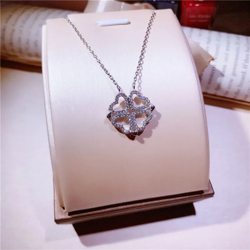 Классический открытия и закрытия сердце любовь счастливый клевер ожерелье