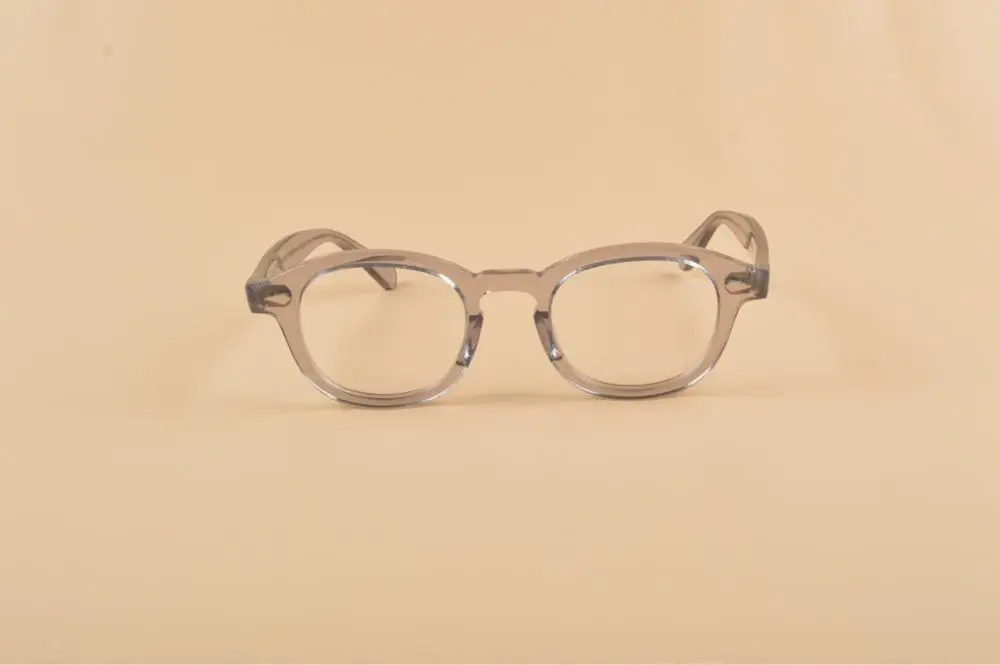 Grey S-44mm Оправа для очков от бренда Johnny Depp wooys Allens, высокое качество, круглые оправы для очков, линзы по рецепту Lemtosh - Цвет оправы: Grey S-44mm