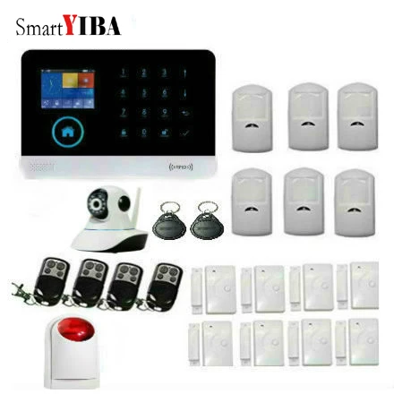 SmartYIBA WIFI/GSM/GPRS Home Security Alarm System LCD Touch Screen Wireless SMS Call App Alert Android IOS Burglar Kits | Безопасность