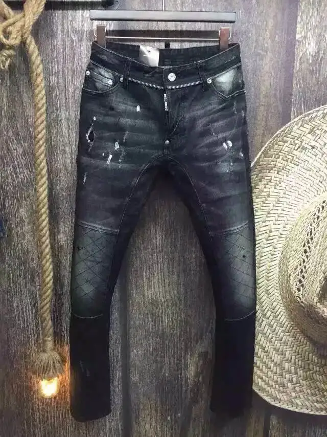 High quality Zipper men's fashion Slim washed jeans sportsman casual pants trousers Dimensional cut size 28-36 | Мужская одежда